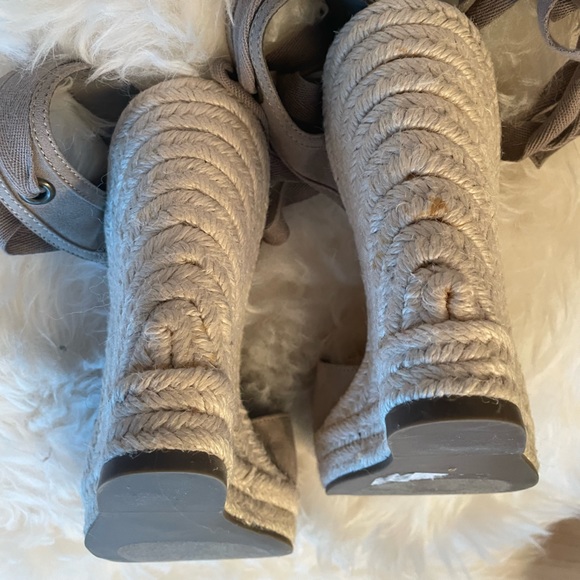 NWOT High-heel Espadrilles. Never worn. Size 9. Taupe suede with lace up ankle! - Picture 5 of 9